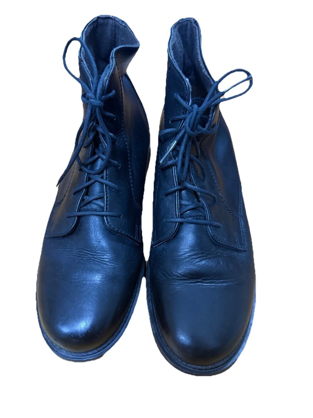 L.L. BEAN Women’s Black Leather Combat Lace Up Boots Size 9